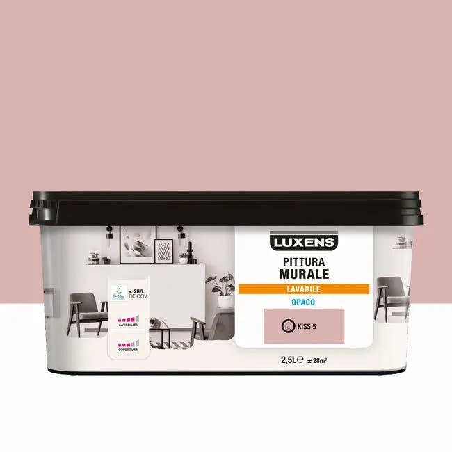 Pittura per interni lavabile, LUXENS Opaca rosa kiss 5 opaco, 2.5 L Vedi i dettagli del prodotto