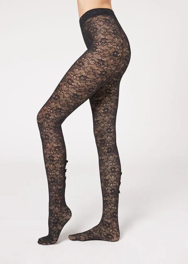 Collant in Pizzo con Cut Out Posteriore