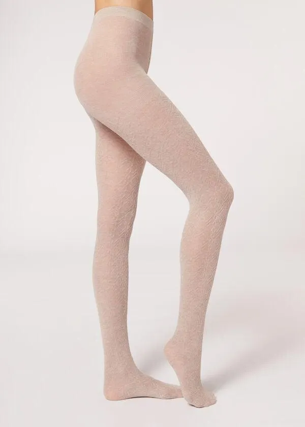 Collant con Cashmere Motivo a Rombi