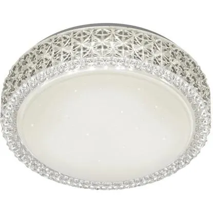 Trio plafoniera LED tonda Pegasus cielo stellato bordo trasparente dimmer 28 cm