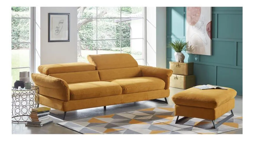 Haiti divano 3 posti in tessuto senape