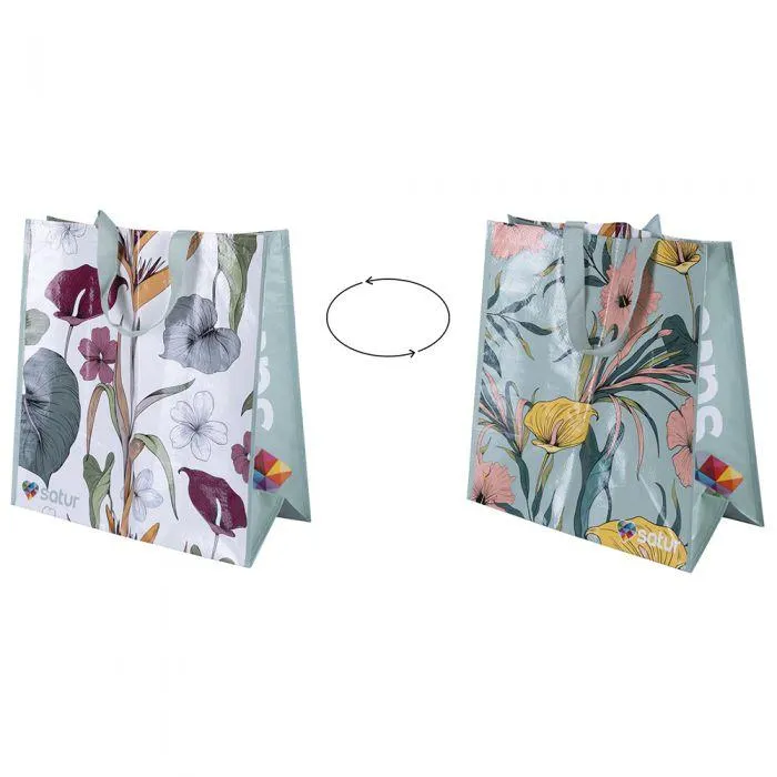 Borsa shopper botanico verde 45x25x45, Satur
