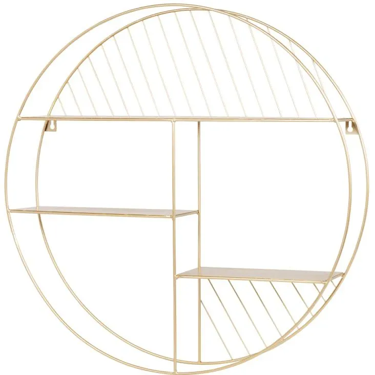 Scaffale rotondo in metallo dorato