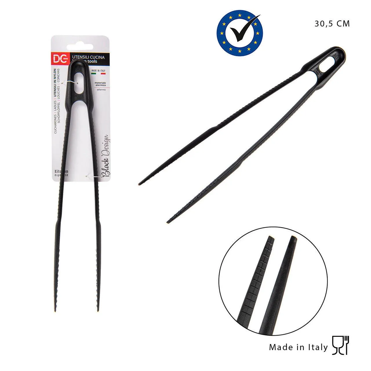 Dc L/Black Kitchen Tongs Nylon 30.5Cm