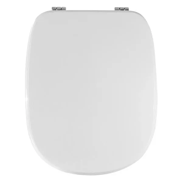 Copriwater tesi in mdf verniciato bianco con cerniere in metallo cromato