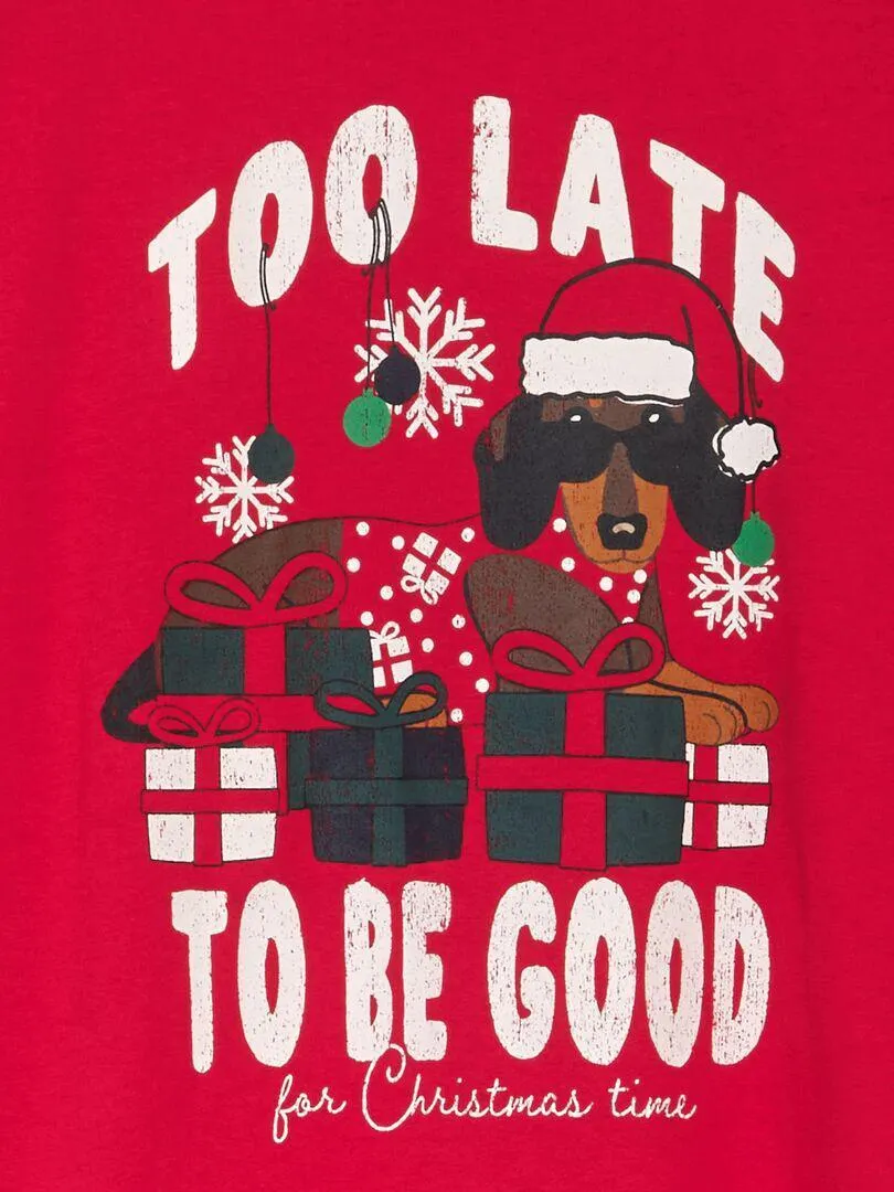 T-shirt a maniche corte con stampa 'Noël' - ROSSO