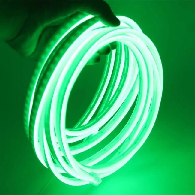 Striscia LED neon flessibile flex ribbon impermeabile 12V luce esterni decorazione feste insegne pubblicitarie tubo luminoso IP65 VERDE