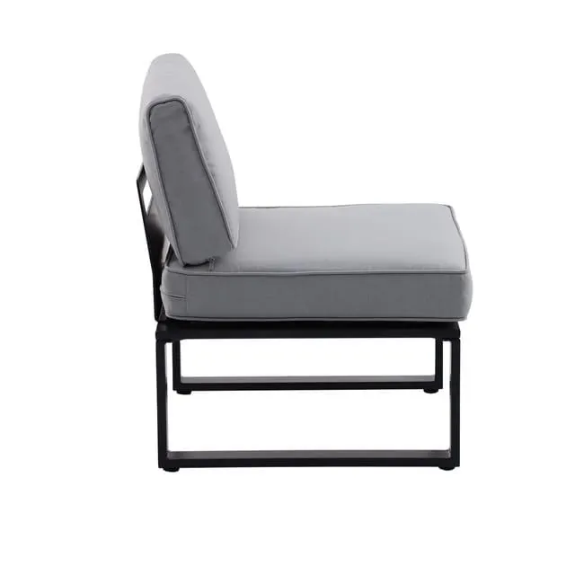 Poltrona centrale con cuscino beige Odyssea NATERIAL, struttura in alluminio seduta in textilene grigio, L 64 x H 31.5 x P 63.5 cm