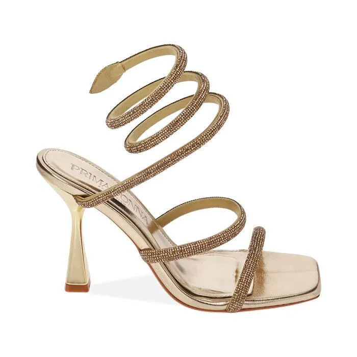 Sandali oro snake, tacco 10 cm