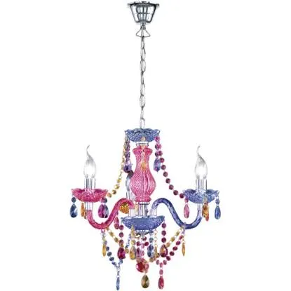 Lampadario a sospensione Luster 3 luci E 14 acrilico colorata Ø 40x150 cm