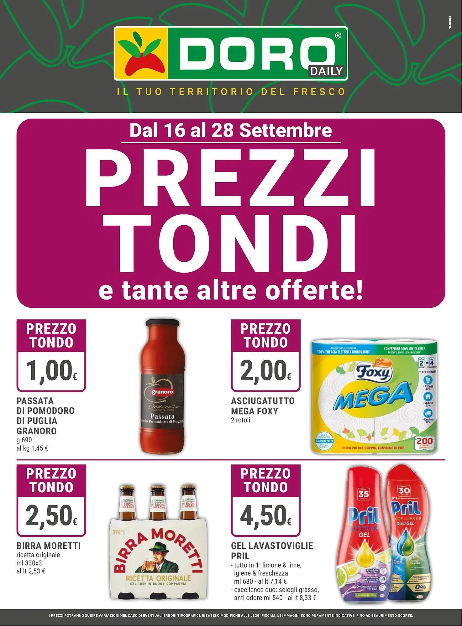 Volantino Doro Supermercati da 16 settembre a 28 settembre di 2025 - Pagina del volantino 1