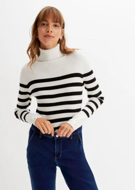 Maglione a collo alto a righe