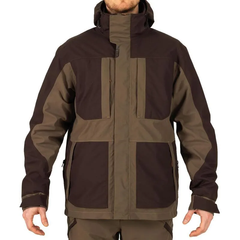 Giacca caccia RENFORT 500 impermeabile marrone