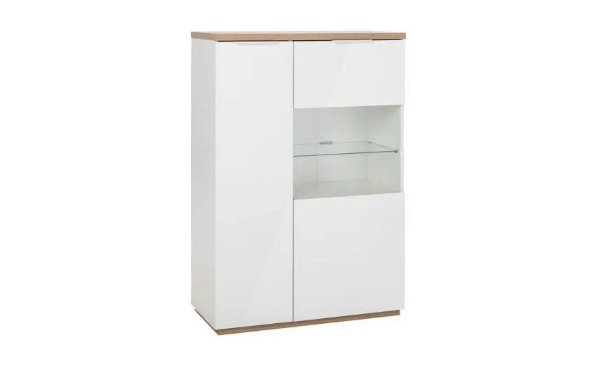 Savona credenza alta bianco laccato e rovere artisan