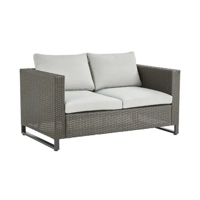 Divano da giardino con cuscino Noa NATERIAL con braccioli in acciaio, seduta in rattan sintetico antracite L 136 x H 62 x P 68 cm