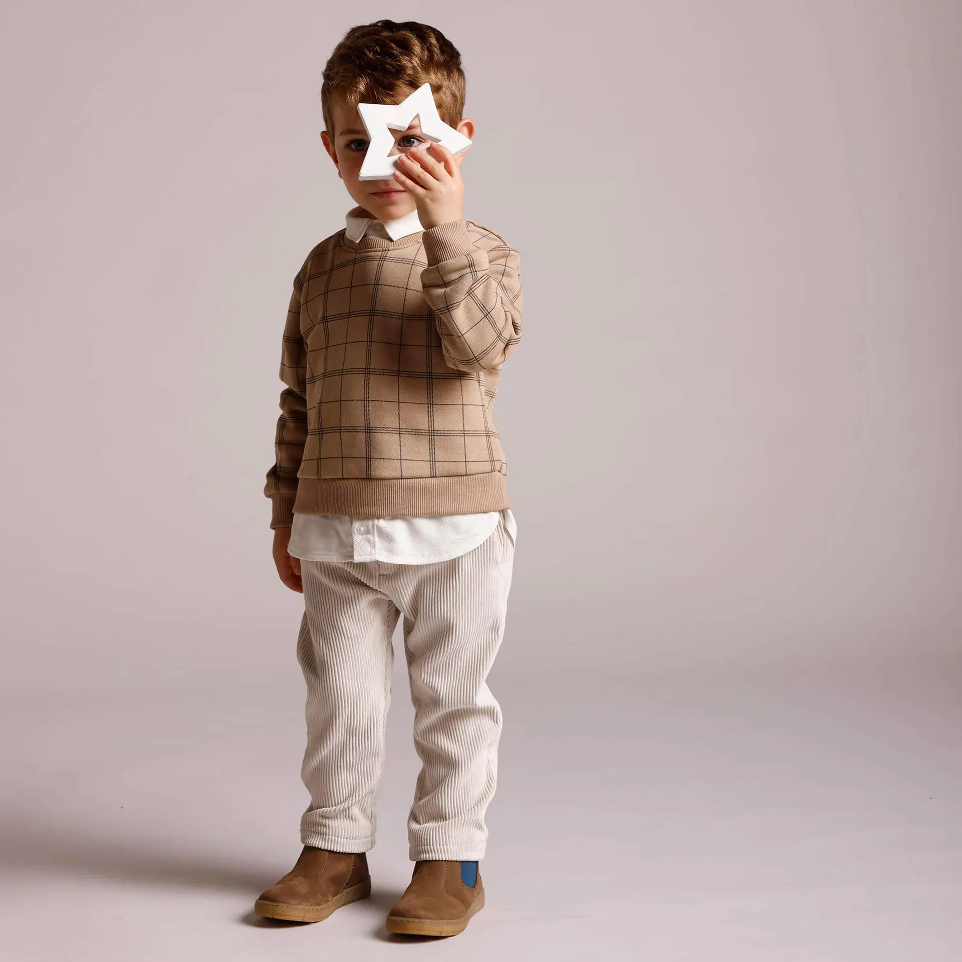 Felpa girocollo da bambino, beige