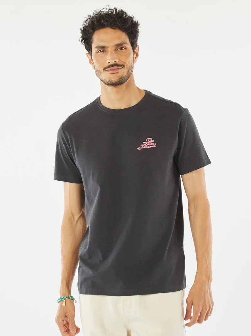T-shirt con stampa 'Rolling Stones' - NERO