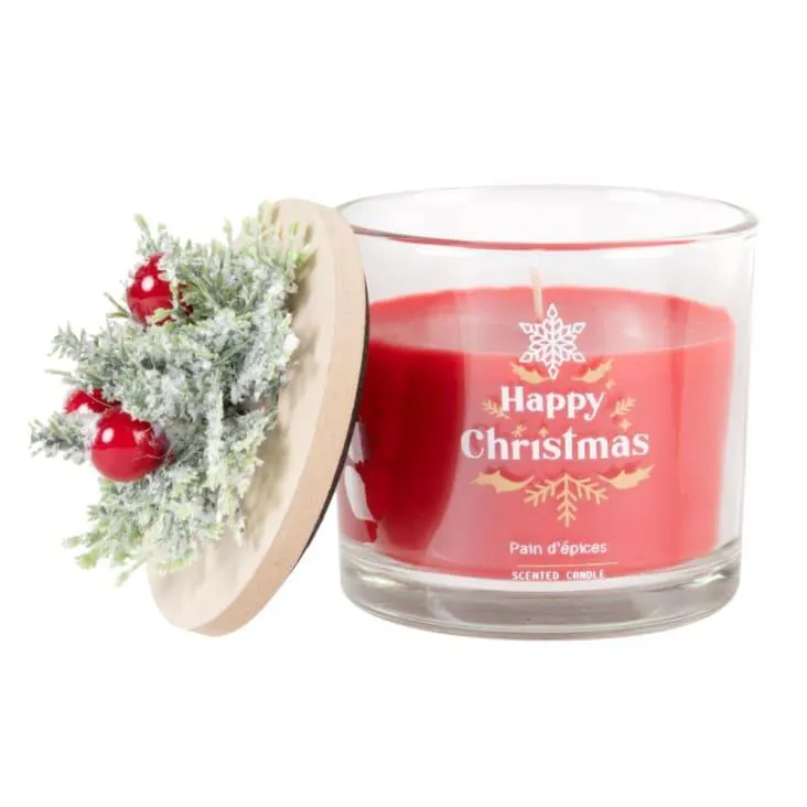 Candela profumata dorata, rossa, verde e marrone 160g