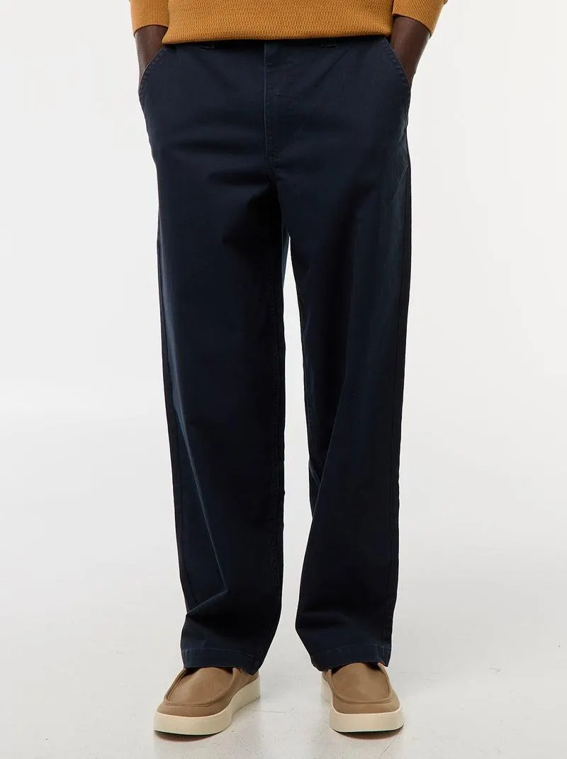 Pantaloni larghi / wide leg tinta unita in twill - blu
