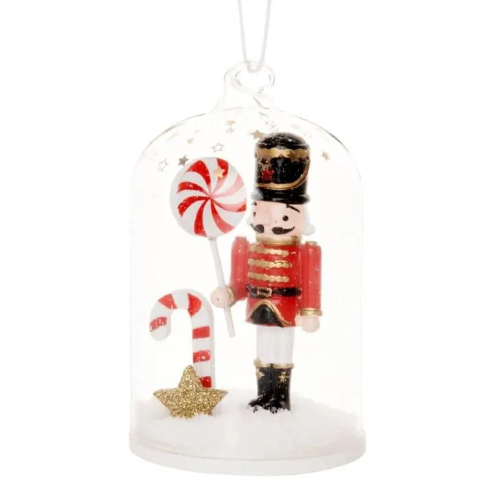 Decorazione natalizia da appendere campana di vetro con schiaccianoci multicolore - Lotto di 2