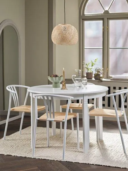 KIRKEBY Tavolo Ø110 cm bianco + JYDERUP bianco/naturale