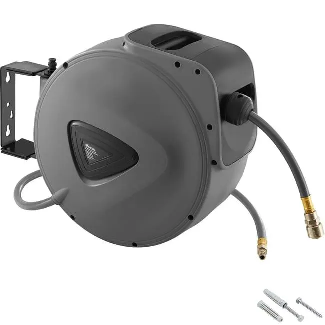 TECTAKE Tubo per aria compressa con avvolgitore grigio