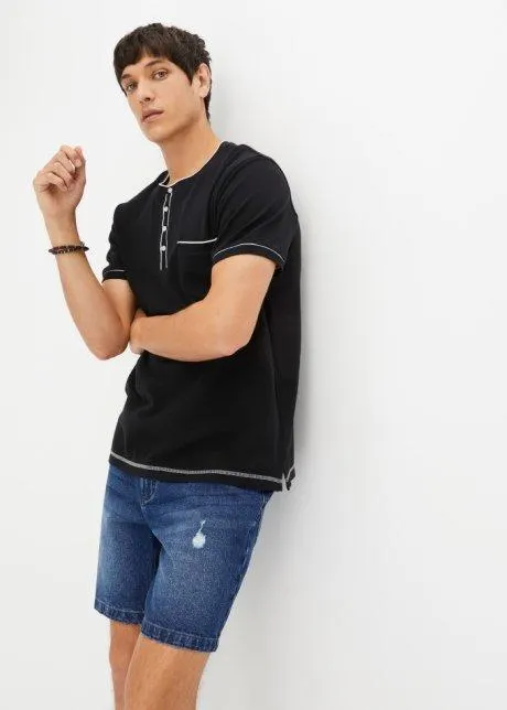 Maglia serafino a maniche corte