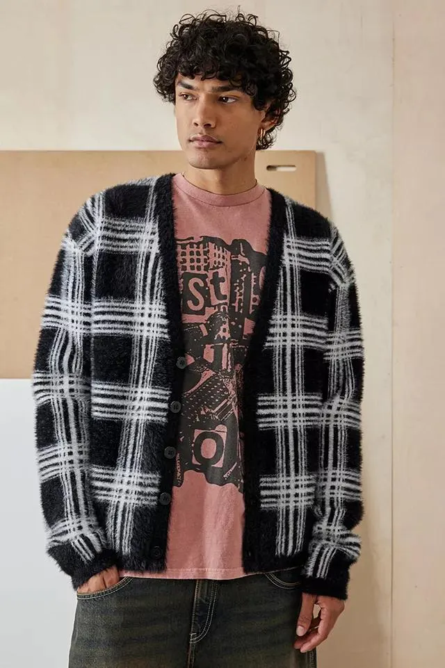 Santa Cruz UO Cardigan esclusivo a quadri ombreggiati in bianco e nero