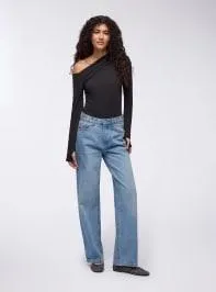 Body asimmetrico elasticizzato Nero