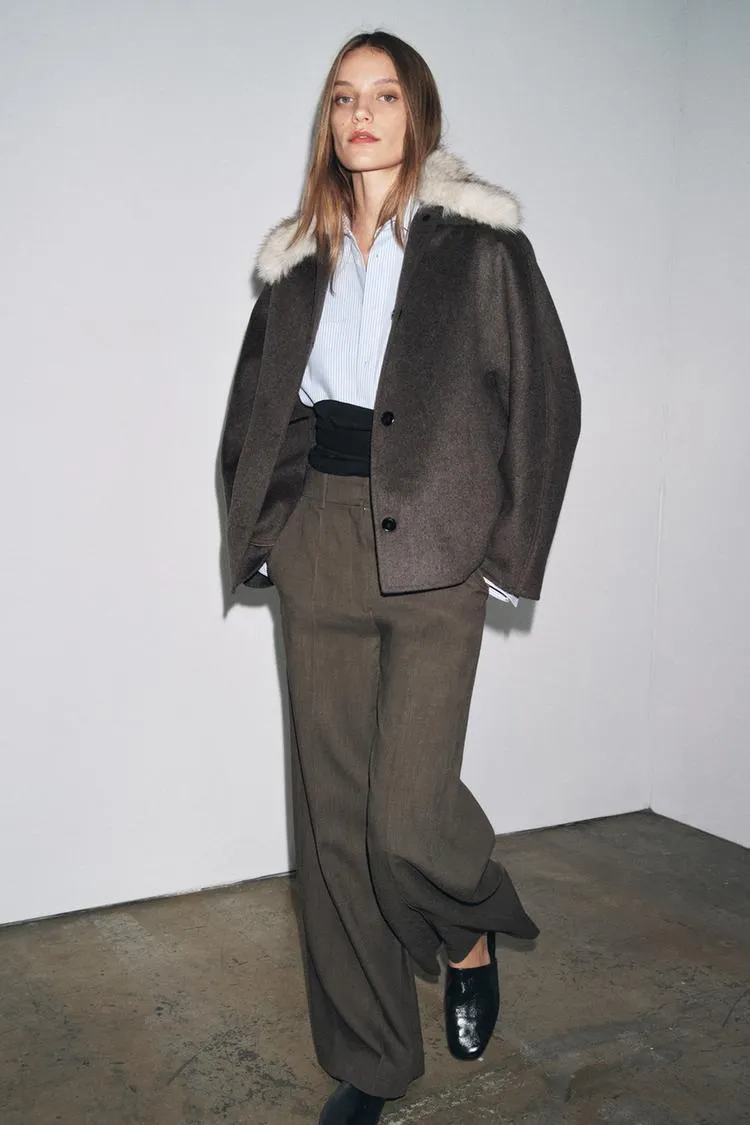 CAPPOTTO COLLO PELLICCIA SINTETICA MISTO LANA ZW COLLECTION