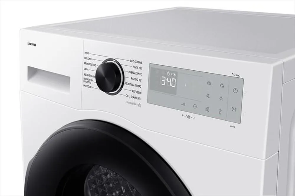 SAMSUNG - Asciugatrice DV90DG52A0AHET 9KG-bianco oblò nero display silve