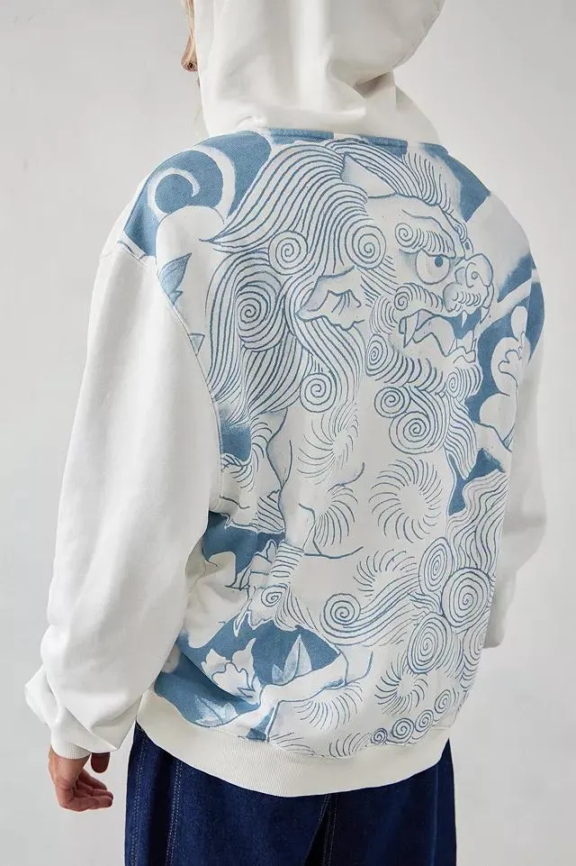 Ed Hardy UO Exclusive White Lion Zip-UP Hoodie