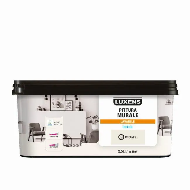Pittura per interni lavabile, LUXENS Opaca beige cream 5 opaco, 2.5 L Vedi i dettagli del prodotto