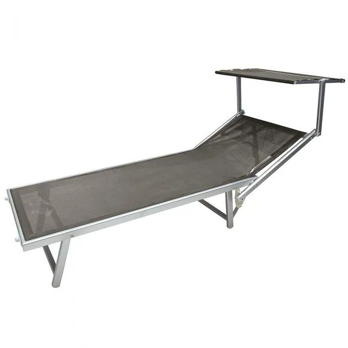 Lettino mare con parasole grigio, richiudibile, Riccione Esté