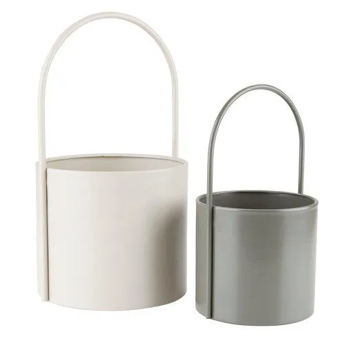 Garden planter KAIE D19/14 grey/green set of 2