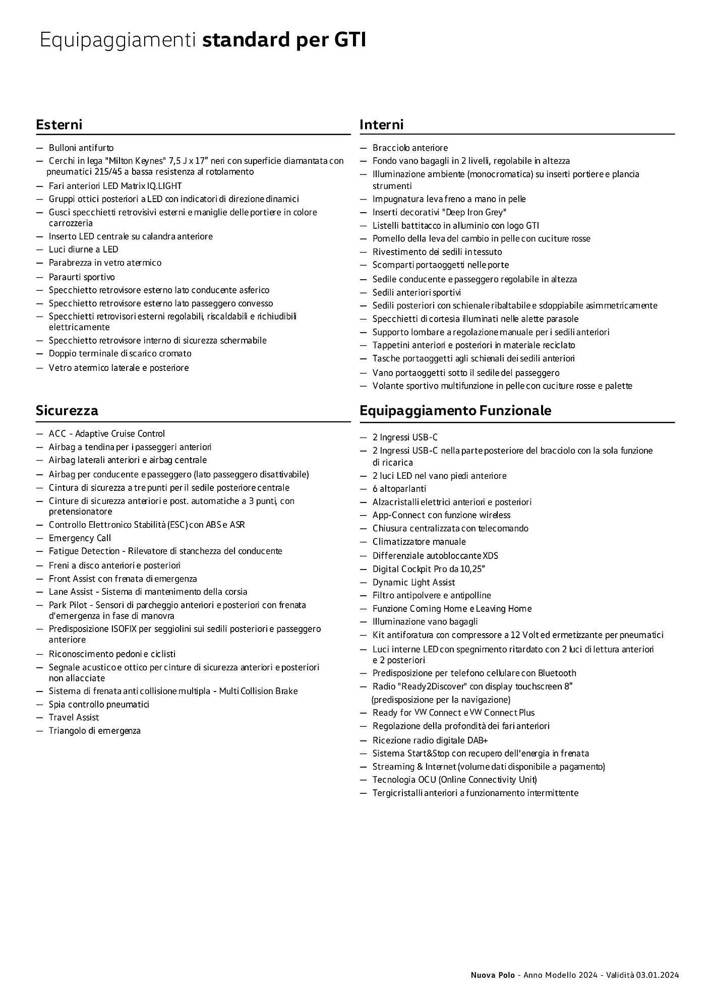 Volantino Volkswagen Nuova Polo, Nuova Polo GTI e Nuova Polo TGI da 3 gennaio a 4 gennaio di 2025 - Pagina del volantino 15