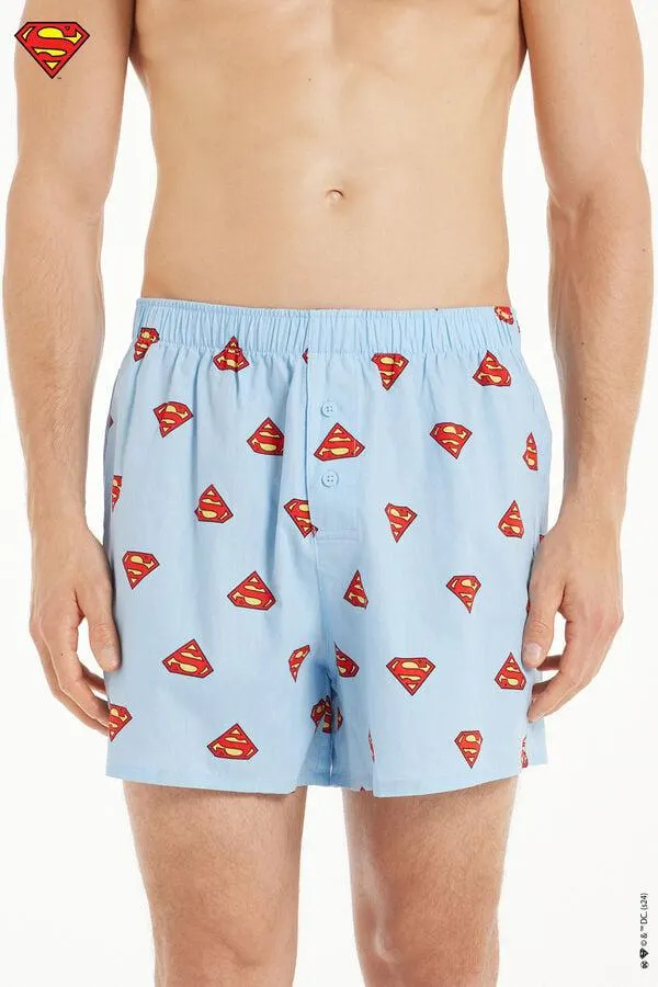 Boxer in Tela di Cotone Stampa Superman