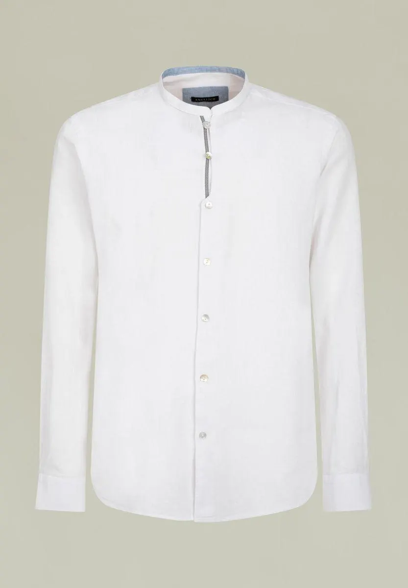 Camicia Bianca Coreana Lino-Cotone Custom