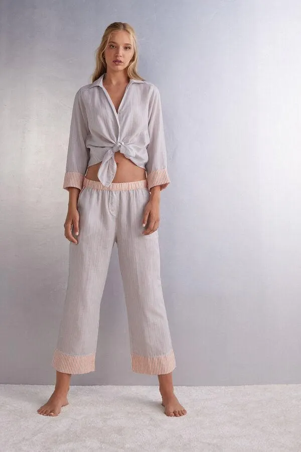 Pantalone Lungo in Tela di Cotone Neverending Summer