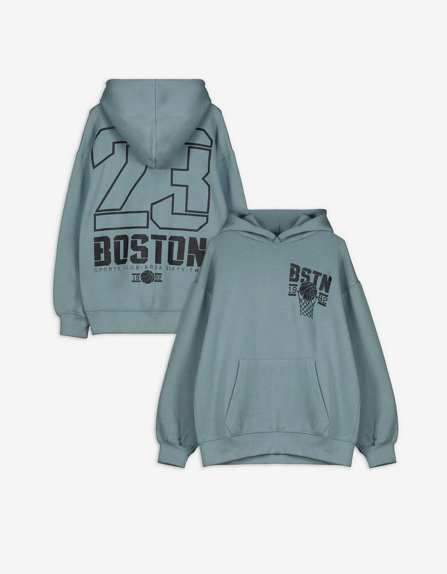 Felpa con cappuccio - Impronta sul retro - turchese