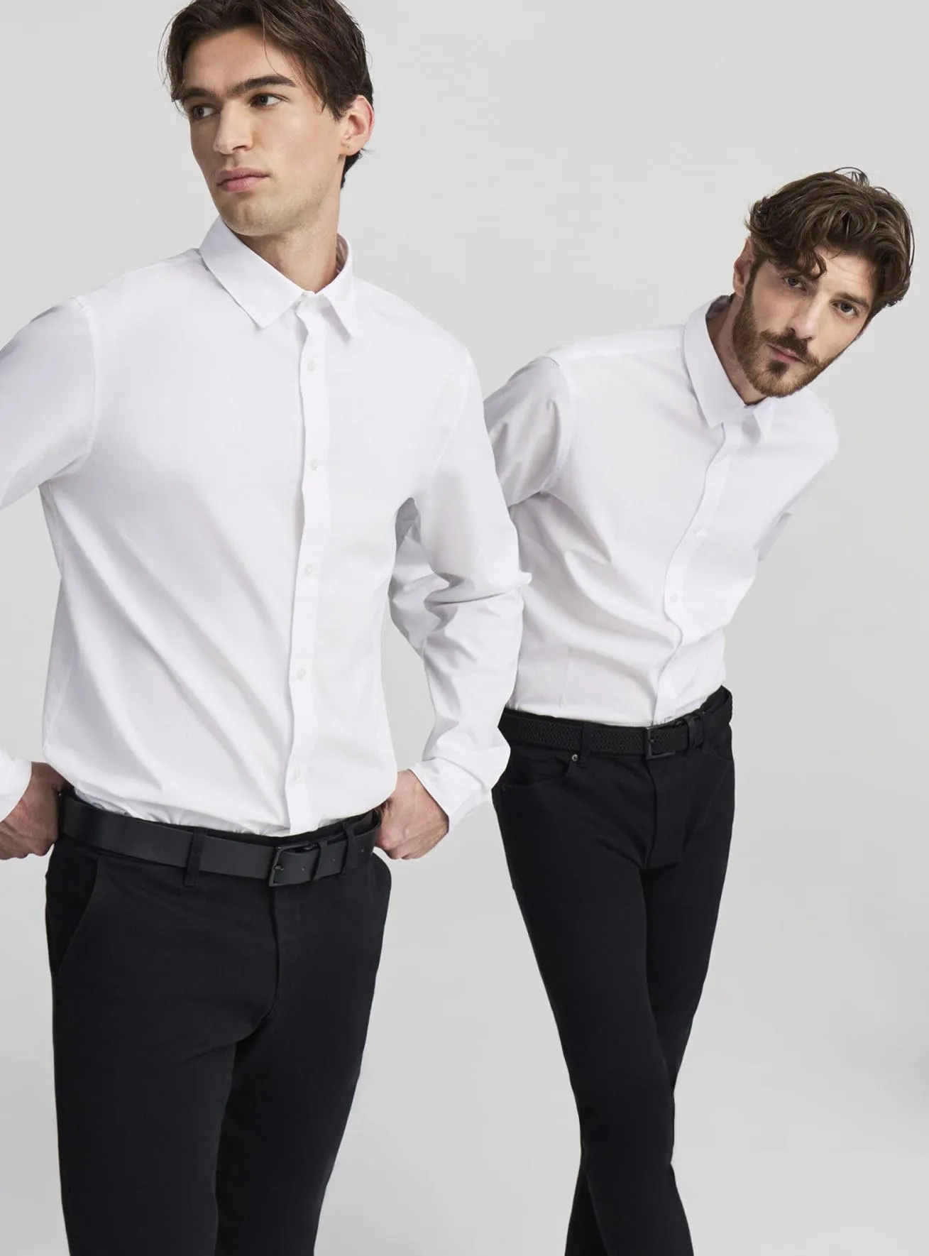 Pack 2 camicie stretch popeline 2x Bianco