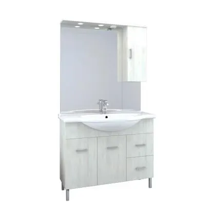 Mobile bagno base lavabo a terra Orphea 105 cm bianco larice con pensile