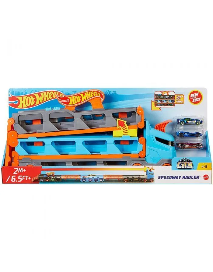 Hot Wheels - Camion 2 in 1 Trasportatore e Pista