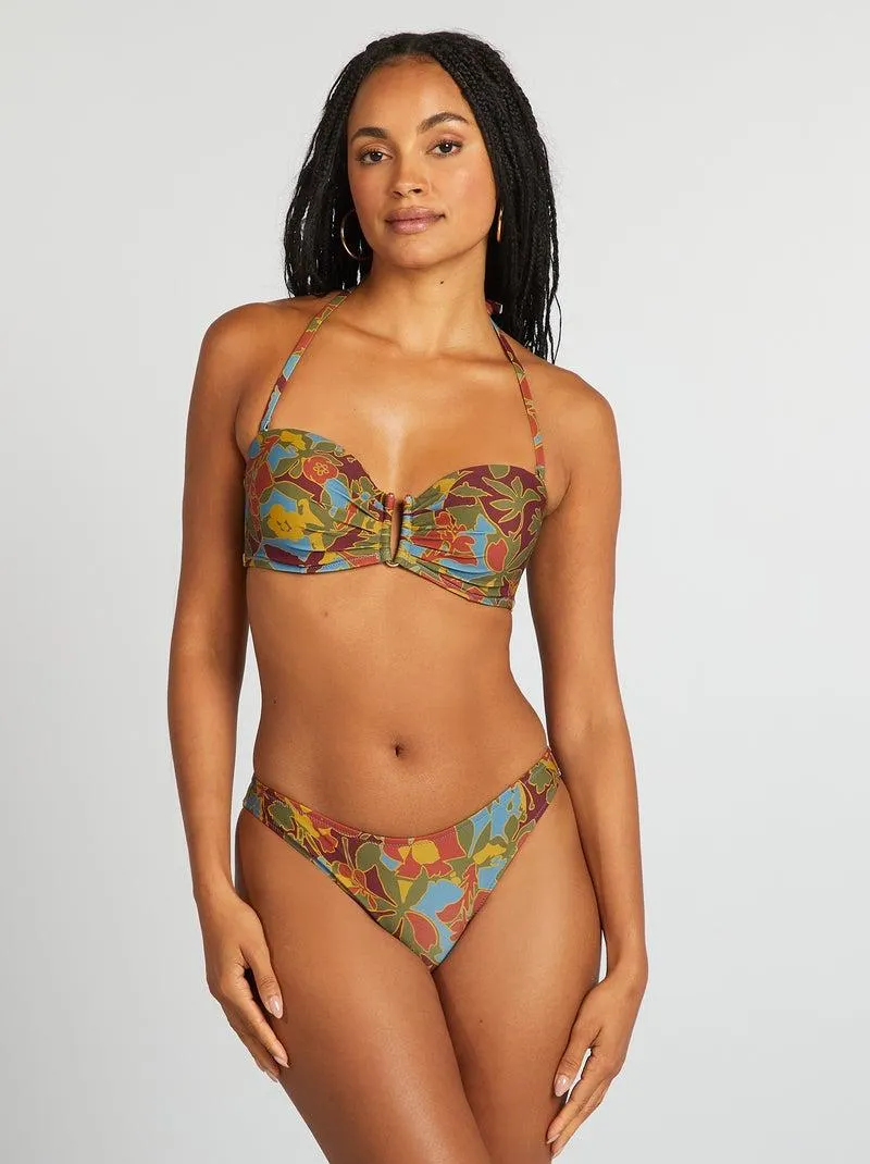 Reggiseno a balconcino floreale con coppe - BLU