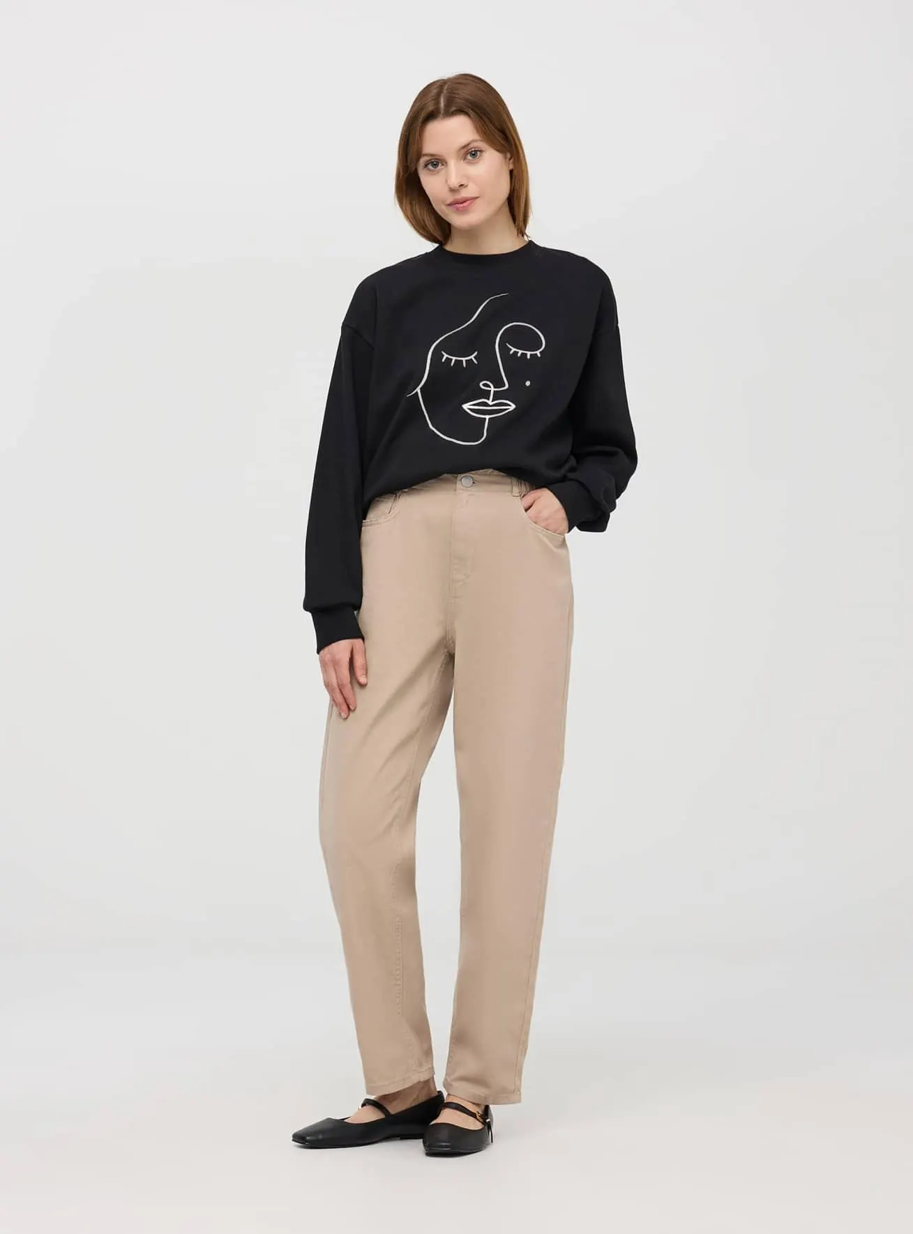 Pantaloni paper bag in twill Fango