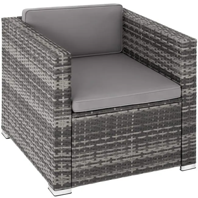 TECTAKE Poltrona in rattan grigio