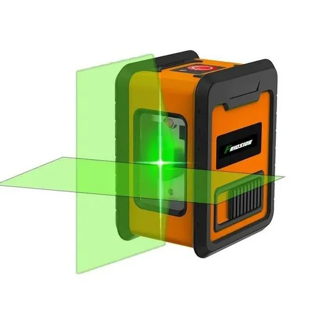 Livello laser, livello luce verde, proiettore di livello a 2 linee dedicato alla luce intensa esterna, guscio arancione