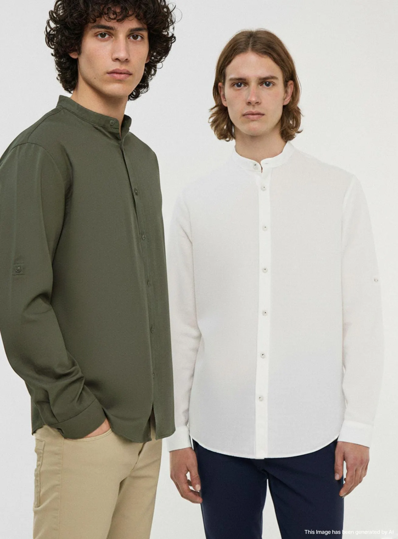 Pack 2 camicie coreane misto lino 1x Salvia, 1x Bianco