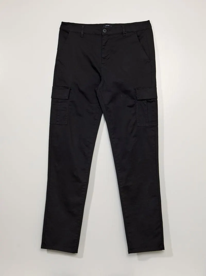 Pantaloni dritti con tasche sui lati +190 cm - L36 - nero