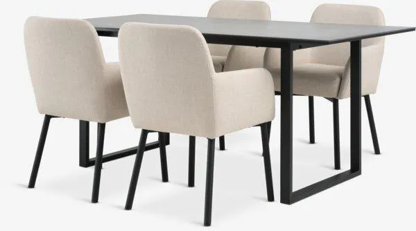 MOSELUND Tavolo L180 cm ceramica + 4 SOTTRUP beige/nero